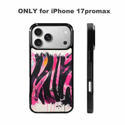 iPhone 17 Pro Max Case — Black &amp; Pink Ink Animal Print, Unique Phone Case Design