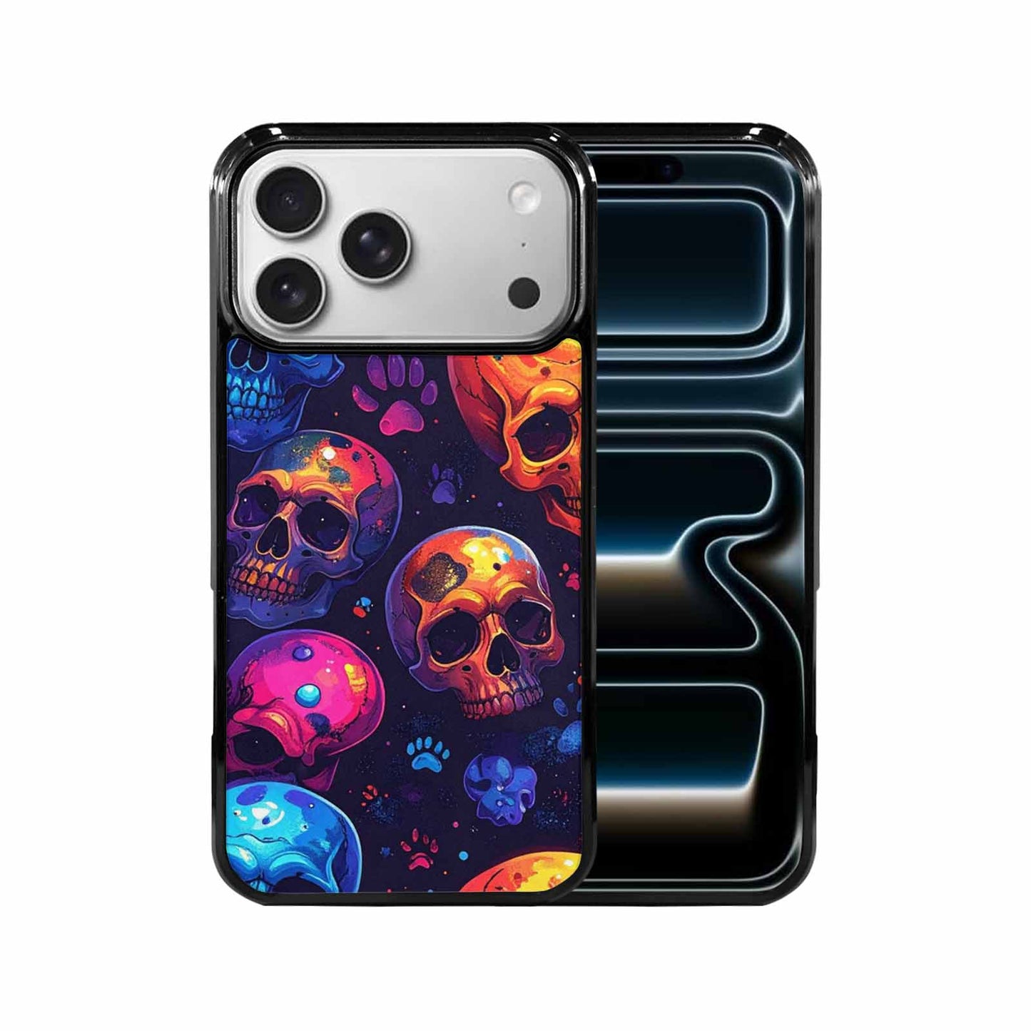 iPhone 17 Pro Max Case — Iridescent Millions Of Gothic Skulls, Unique Phone Case Design
