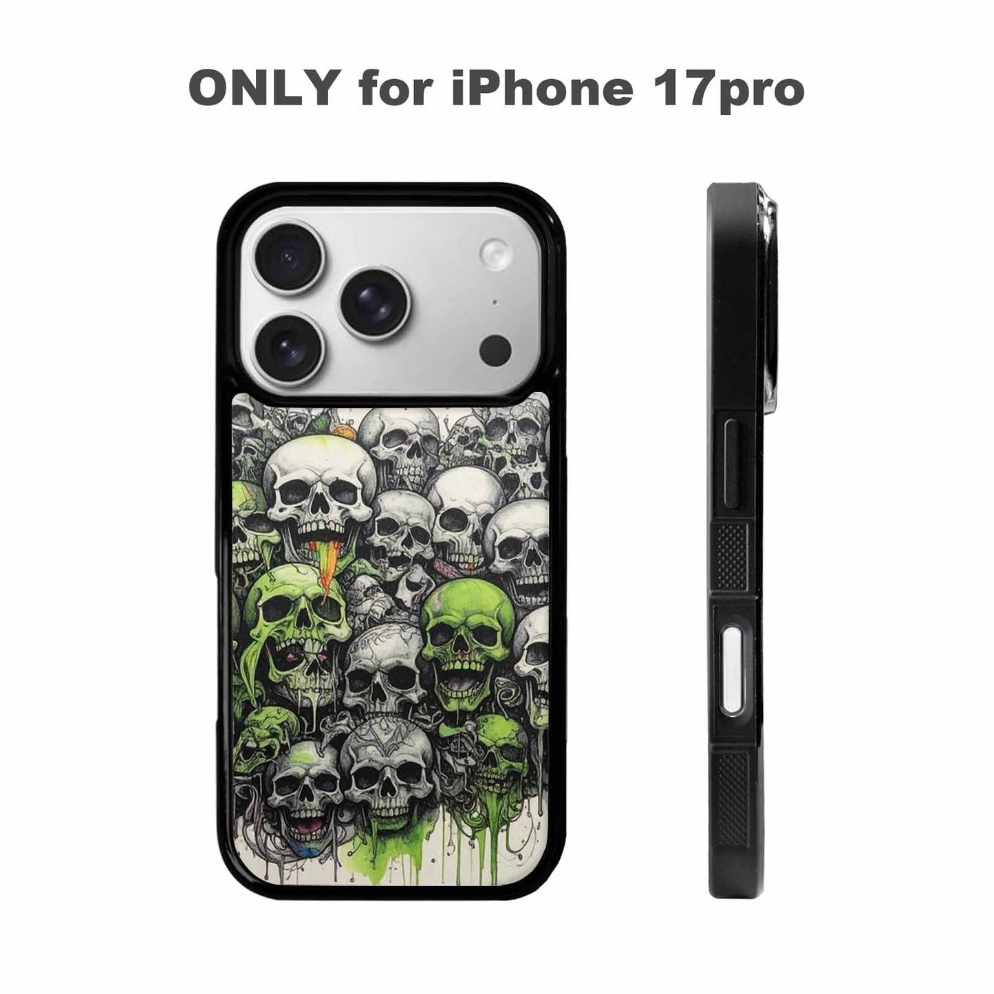 iPhone 17 Pro Case — Black Green Ink Rainbow From Gothic, Personalized Phone Case
