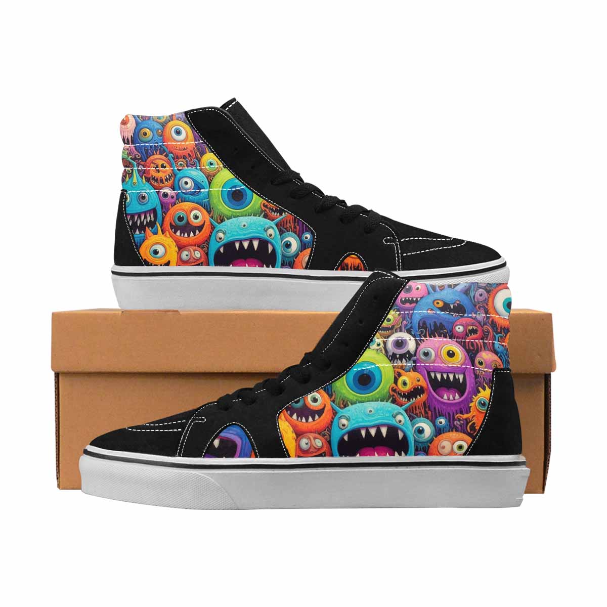 MEN'S Monsters High Top Canvas Made To Order Melting Art Custom Printed Shoes
