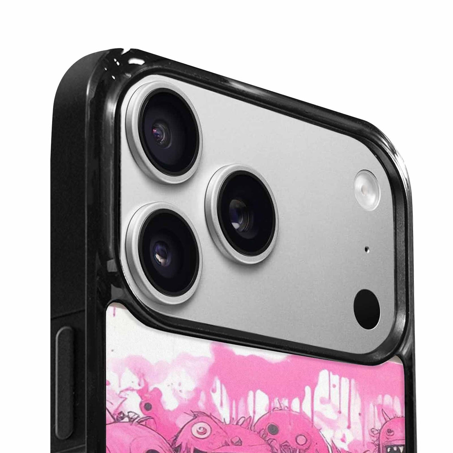 iPhone 17 Pro Max Case — Black &amp; Pink Ink Cartoon Cute, Custom Made Phone Cover