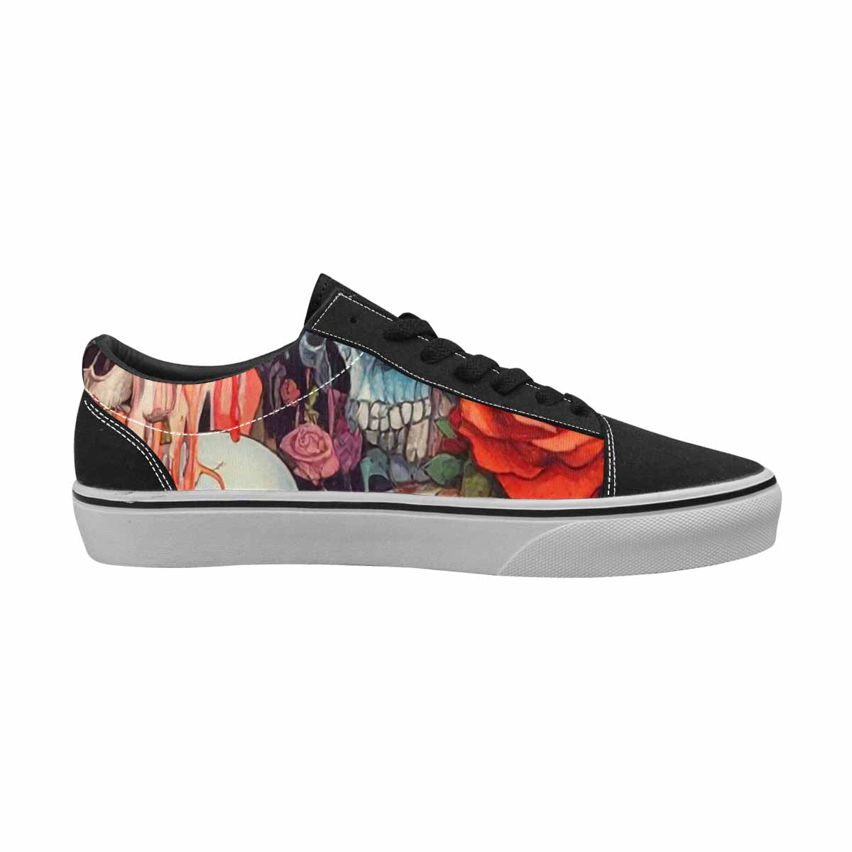 WOMEN'S Skulls Roses Skulls Roses Lace-Up Canvas Cottagecore Custom Sneakers