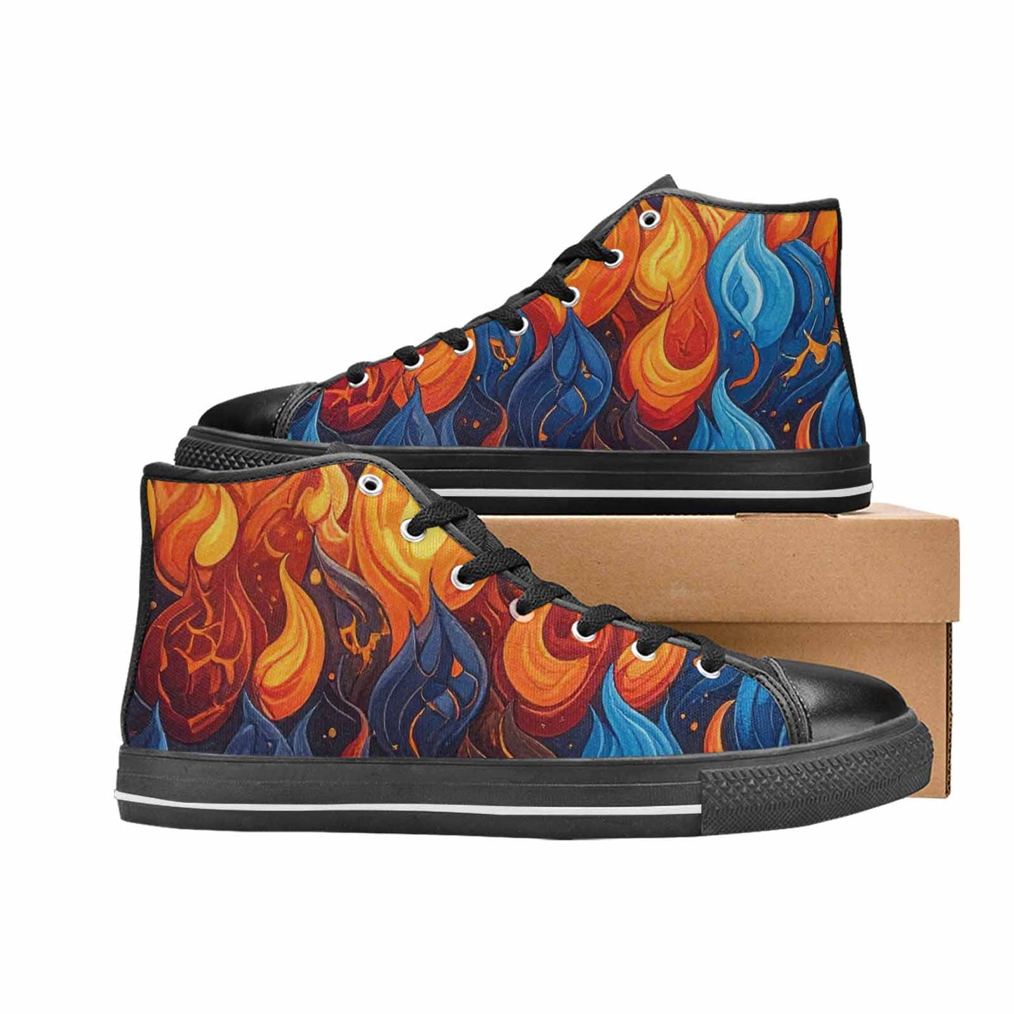 WOMEN'S Fire Flame High Top Canvas Dark Academia Sneakers