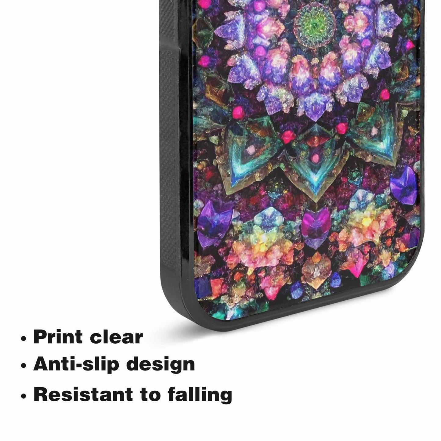 iPhone 15 Plus Case — Crystal Mandala Art Seamless Pattern Vibrant, Custom Designed Case Cover