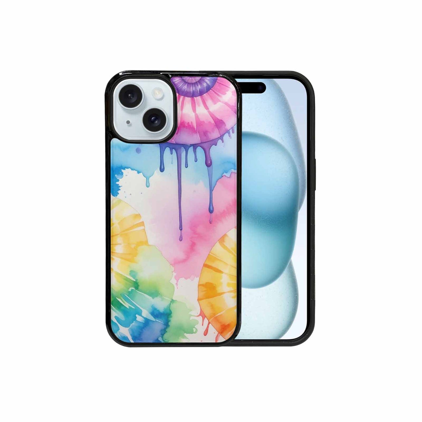 iPhone 15 Case — Dripping Tie Dye Spiral, Personalized Phone Case