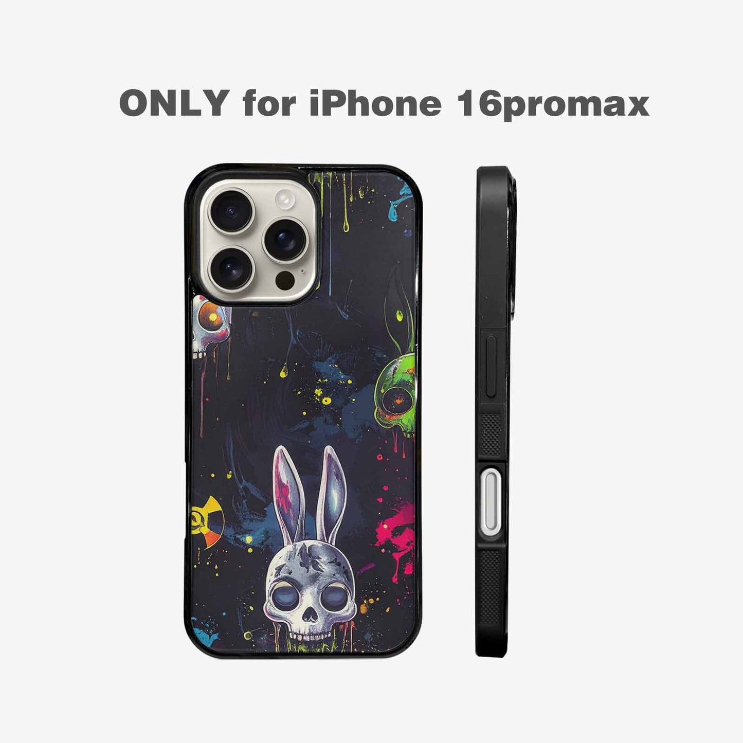 iPhone 16 Pro Max Case — Radioactive Ghost Bunny Skull Small Radioactive, Custom Print Case Cover