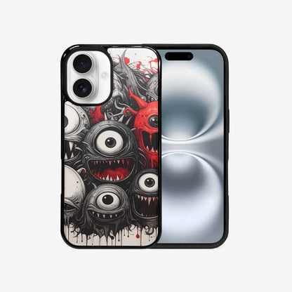 iPhone 16 Case — Multi Eye Monster Black Red Ink, Original Design Phone Case