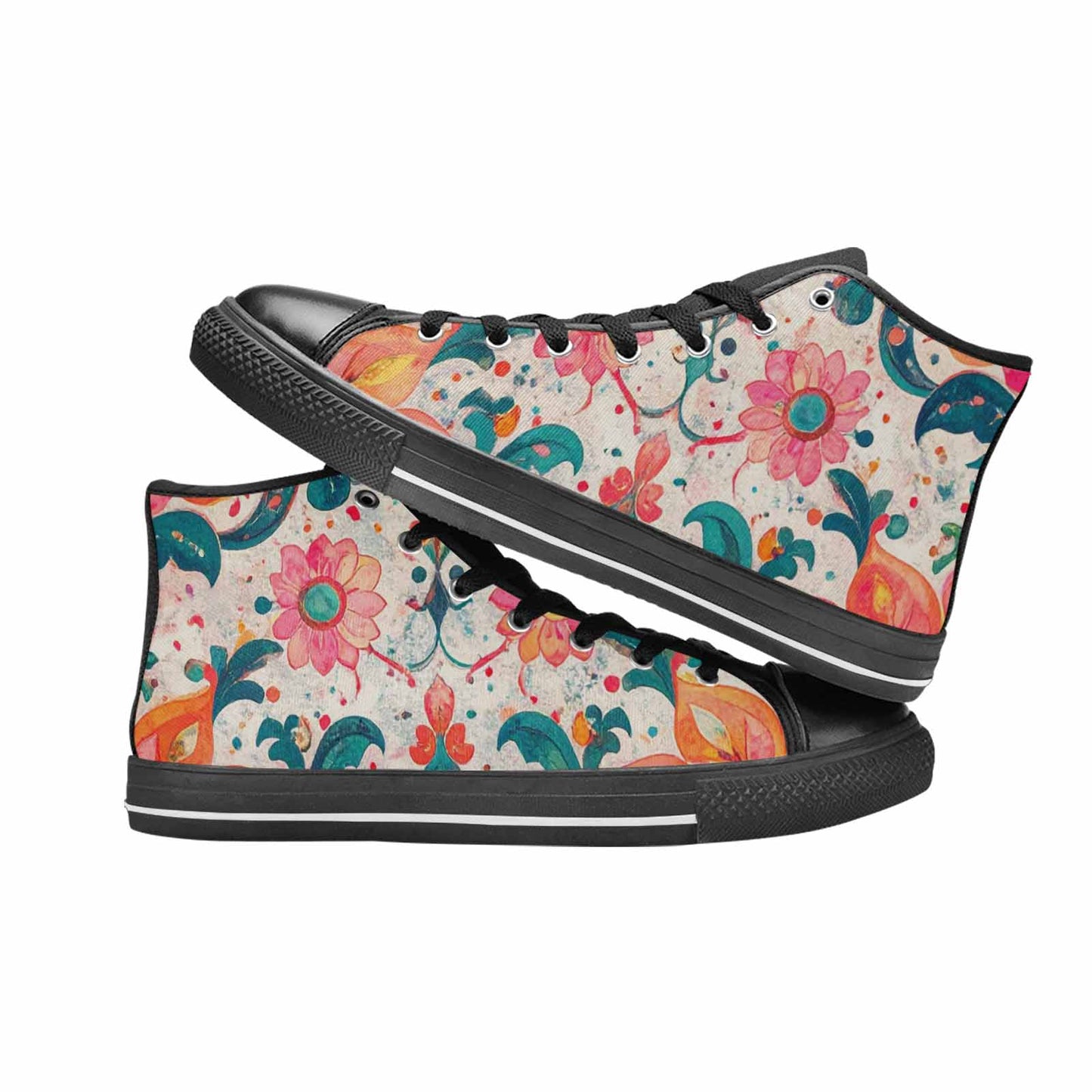 WOMEN'S Marble Floral High Top Canvas Aesthetic Sneakers