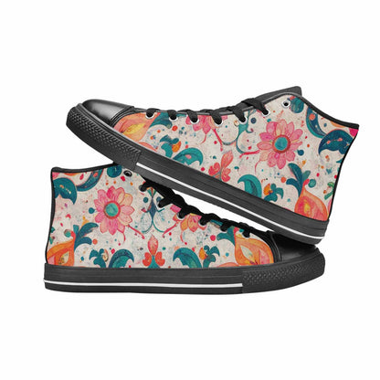 WOMEN'S Marble Floral High Top Canvas Aesthetic Sneakers