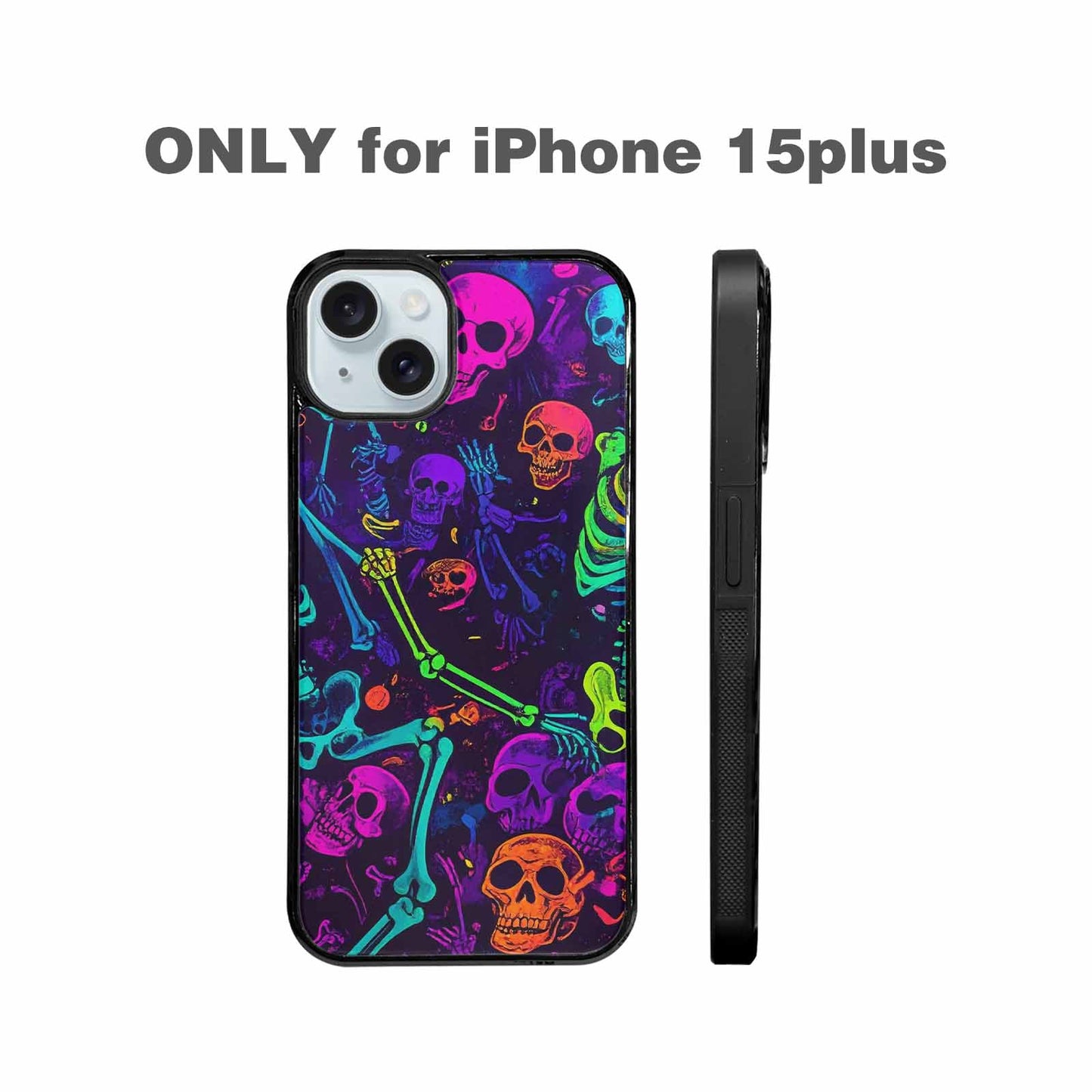 iPhone 15 Plus Case — Glowing Skeleton Pattern Hundreds Of Small, Custom Designed Case Cover