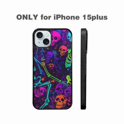 iPhone 15 Plus Case — Glowing Skeleton Pattern Hundreds Of Small, Custom Designed Case Cover