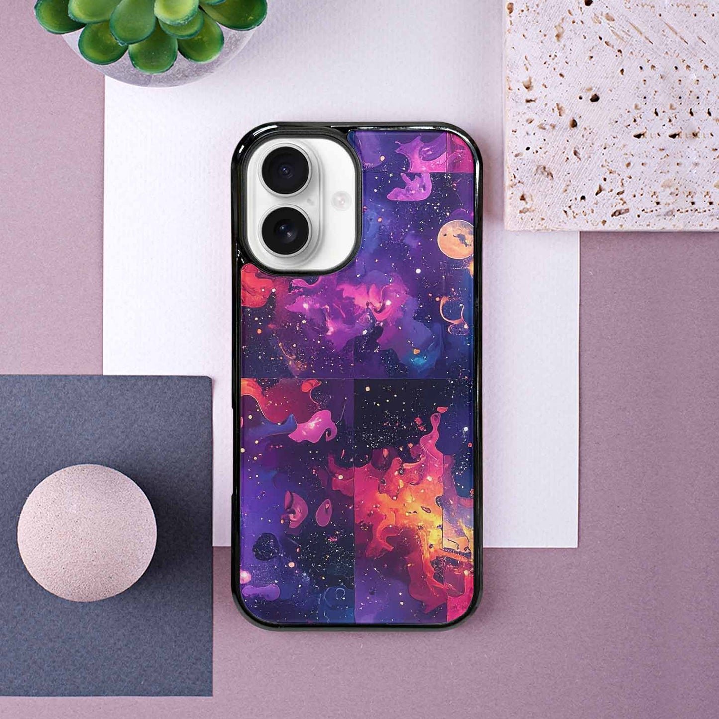 iPhone 16 Case — Cosmic Creature And Object Mashup Pattern, Original Design Phone Case