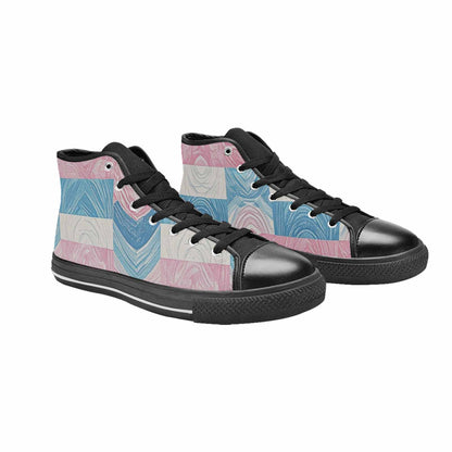MEN'S Transgender Flag Color High Top Canvas Y2K Custom Sneakers