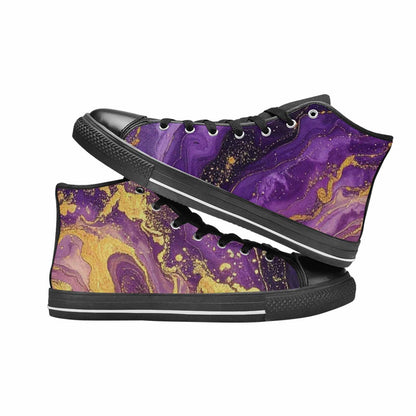 WOMEN'S Starry Night Nebula Brushstroke High Top Canvas Cottagecore Custom Sneakers