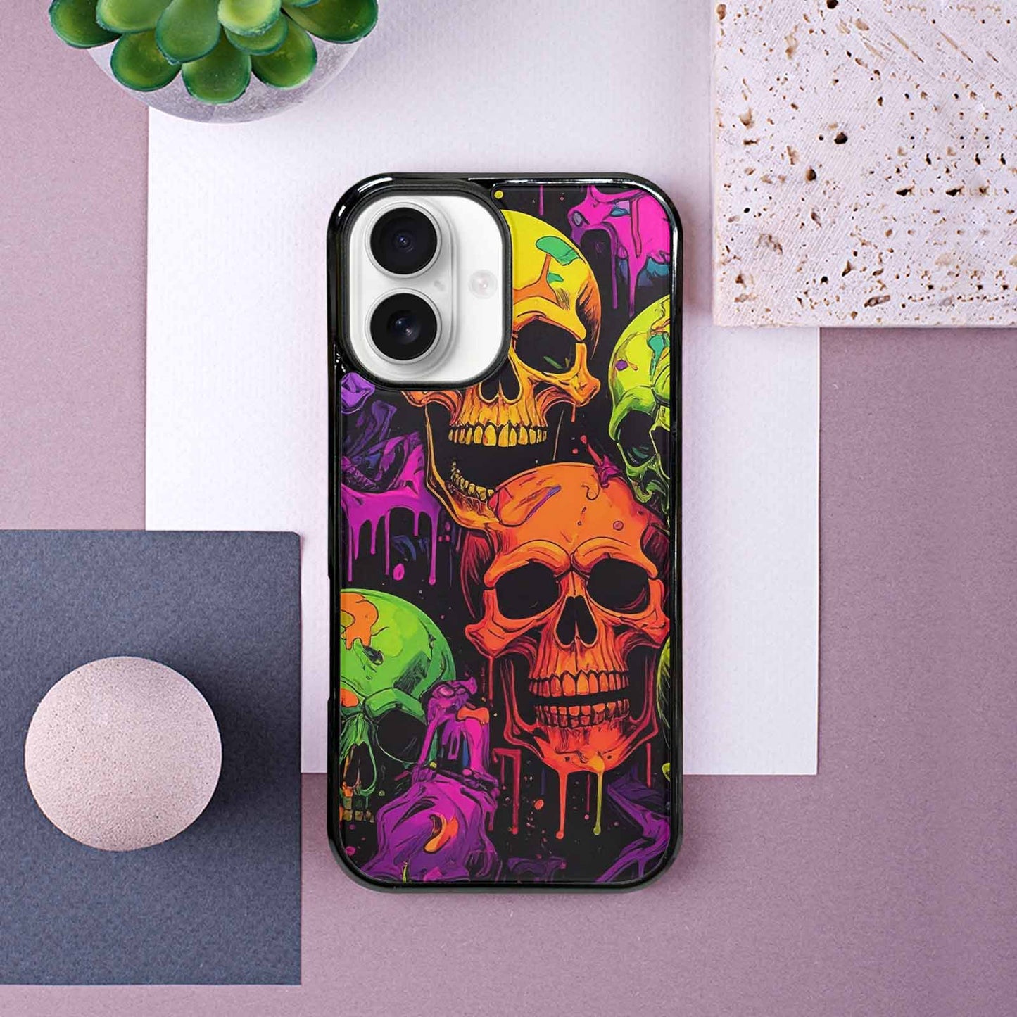 iPhone 16 Case — Vibrant Camo 1000\'s Of Skeletons Neon, Original Design Phone Case