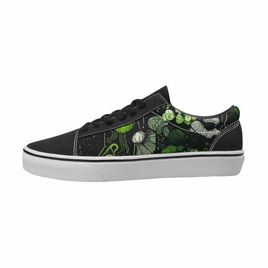 MEN'S Sea Creatures Black & Green Ink Canvas Custom Design Kaleidoscope All Over Print Shoes