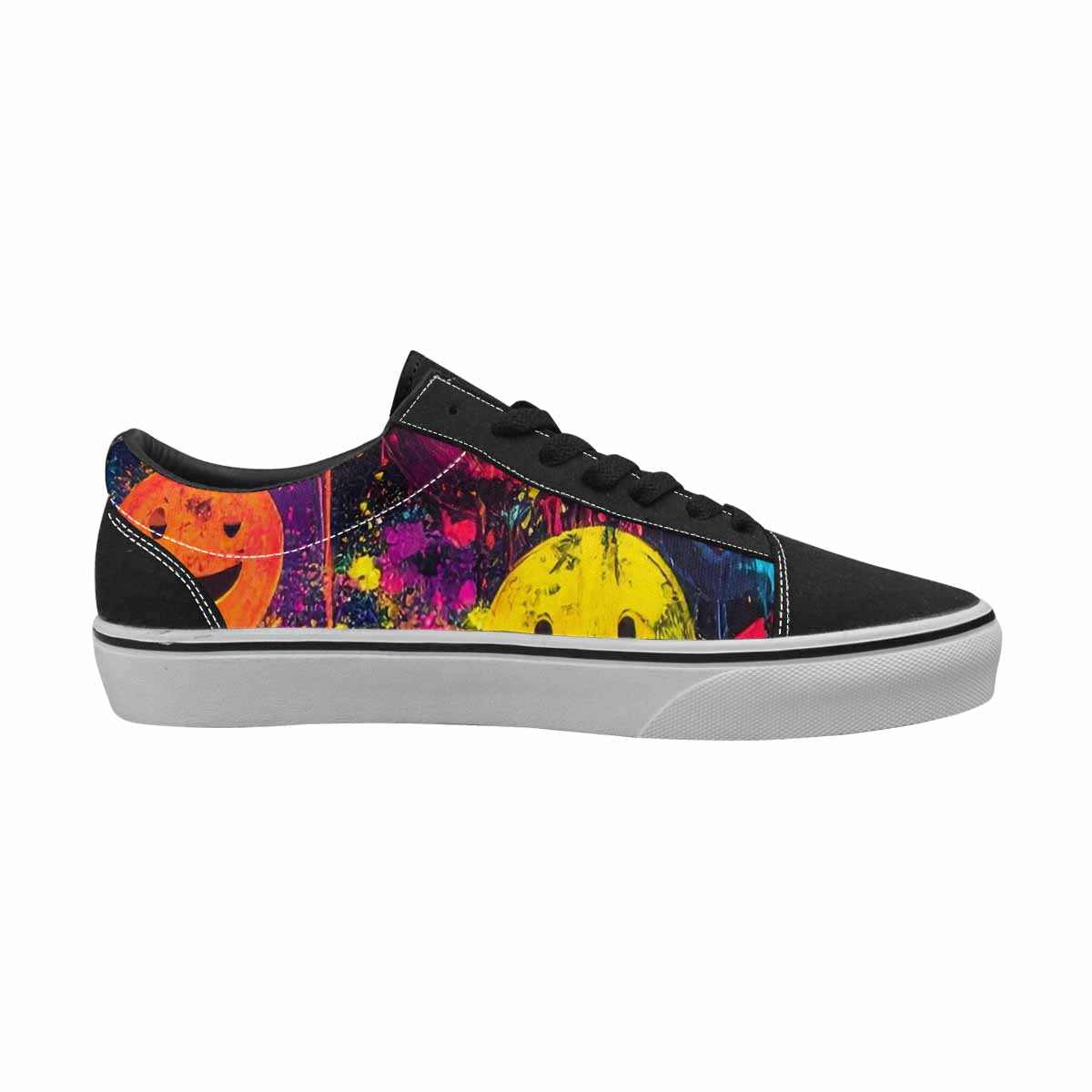 WOMEN'S Smiley Faces × Glow Lace-Up Canvas Kaleidoscope Sneakers