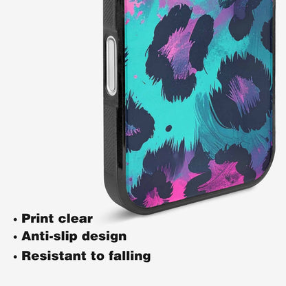 iPhone 16 Case — Leopard Neon Pink Teal Airbrush, Custom Made Phone Cover