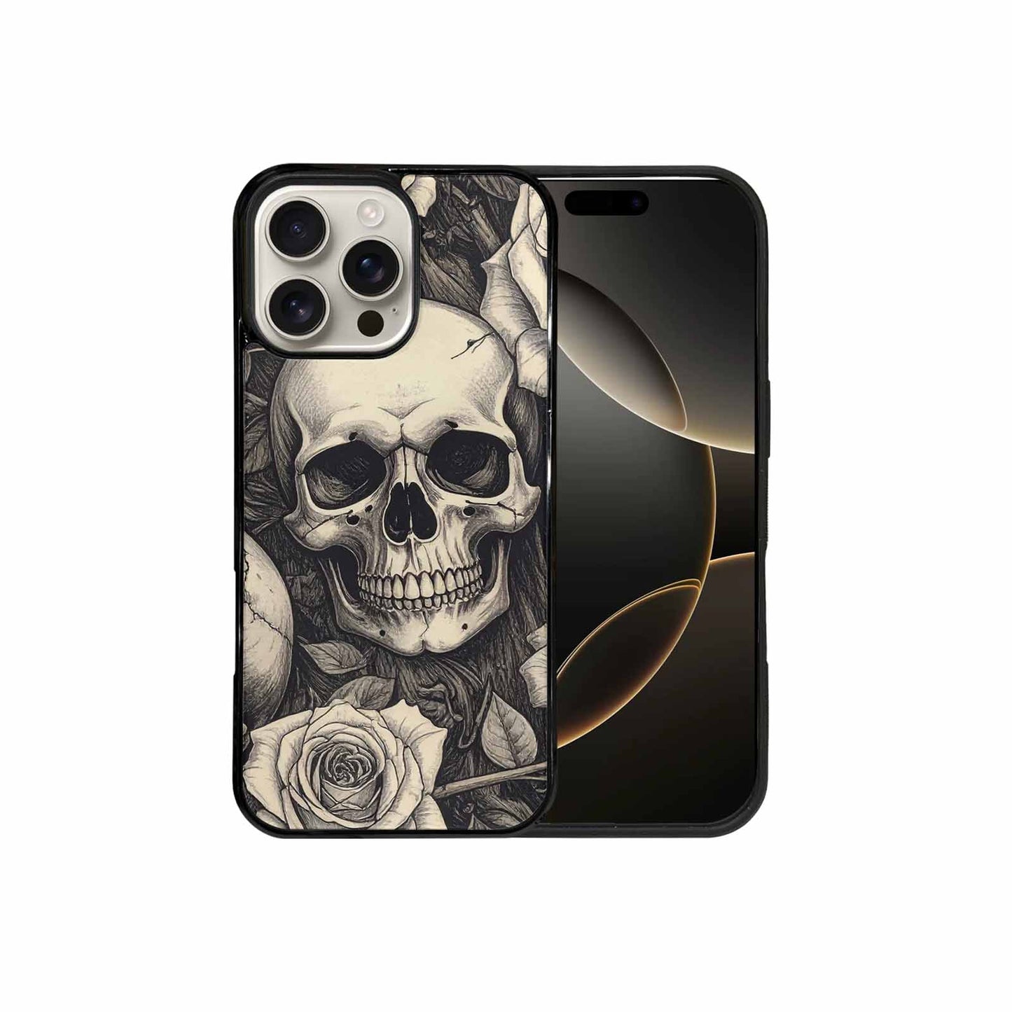 iPhone 16 Pro Max Case — 20 Skulls Overlapping Seamless Tileable Pattern, Custom Printed Phone Case