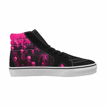 MEN'S Skeletons  Neon Pink High Top Canvas Kaleidoscope Sneakers