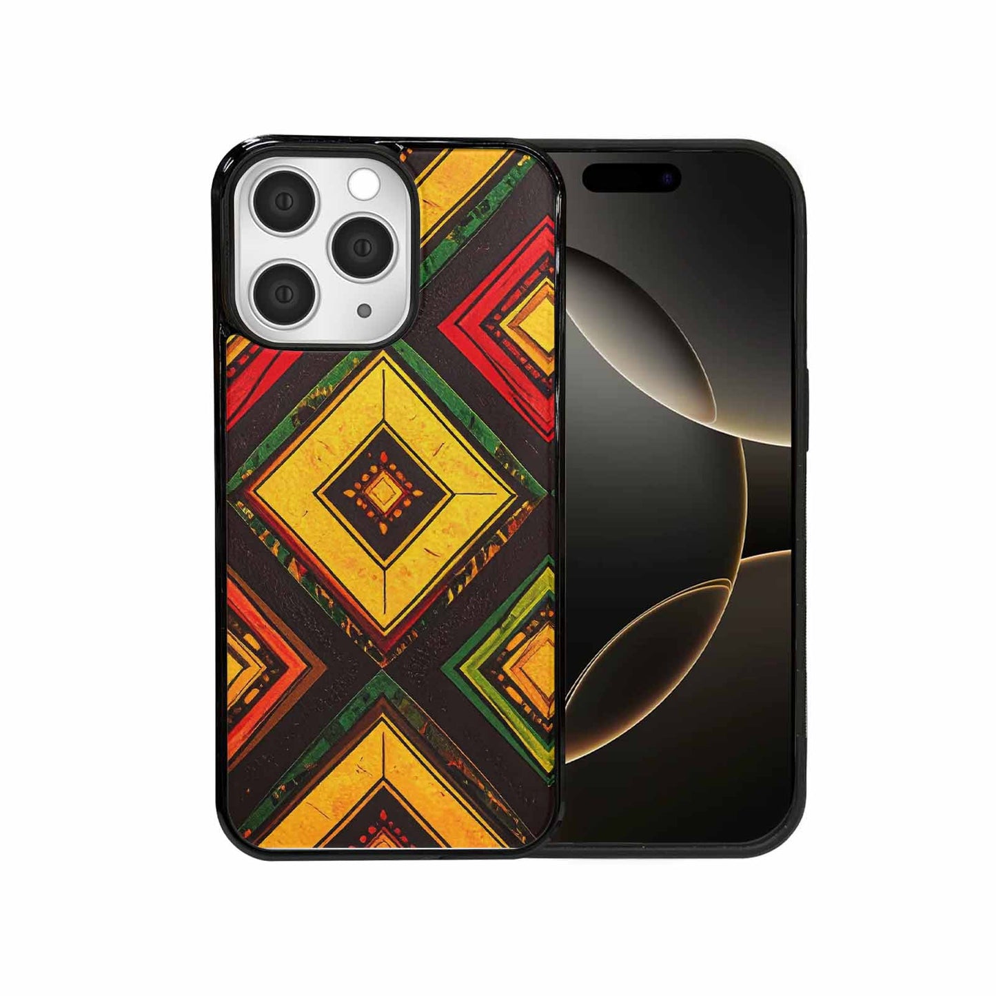 iPhone 15 Pro Max Case — African Kente Cloth Inspired Pattern Geometric, Unique Phone Case Design