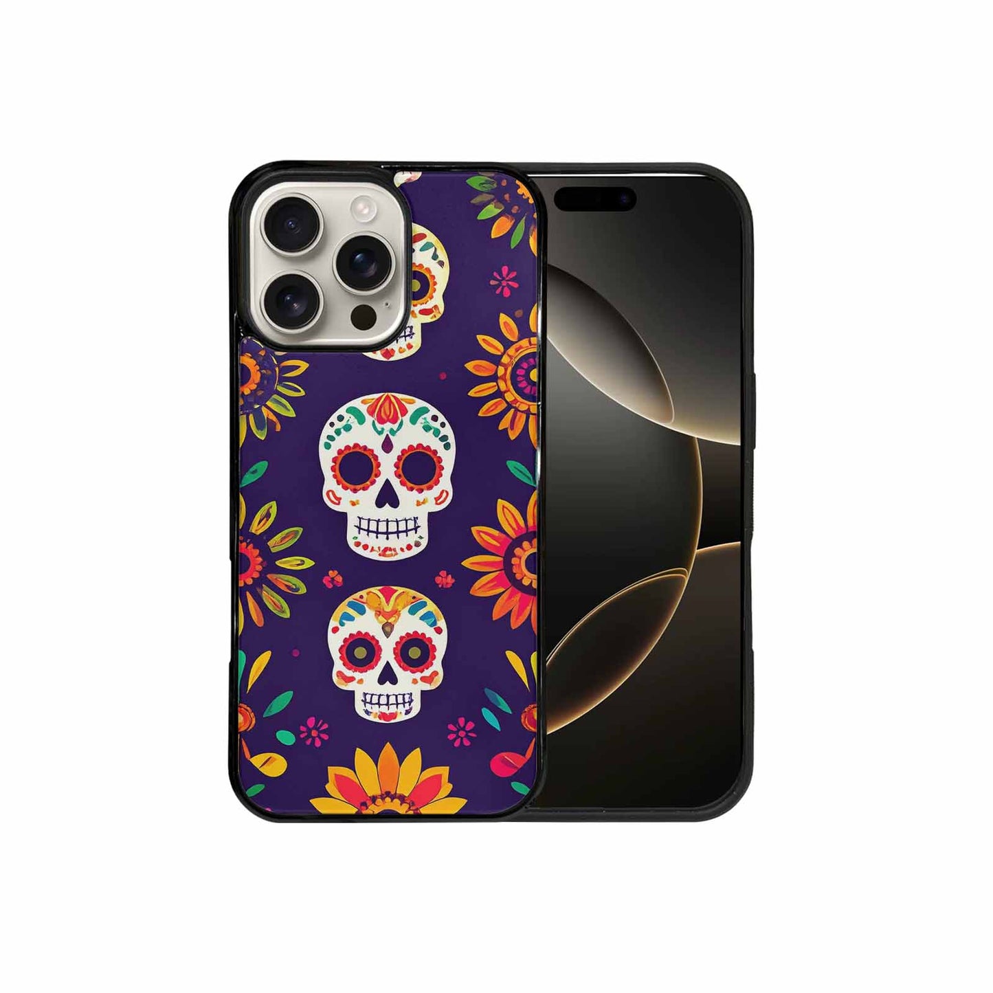 iPhone 16 Pro Max Case — Sunflowers Hundreds Of Skulls Art Seamless, Unique Phone Case Design