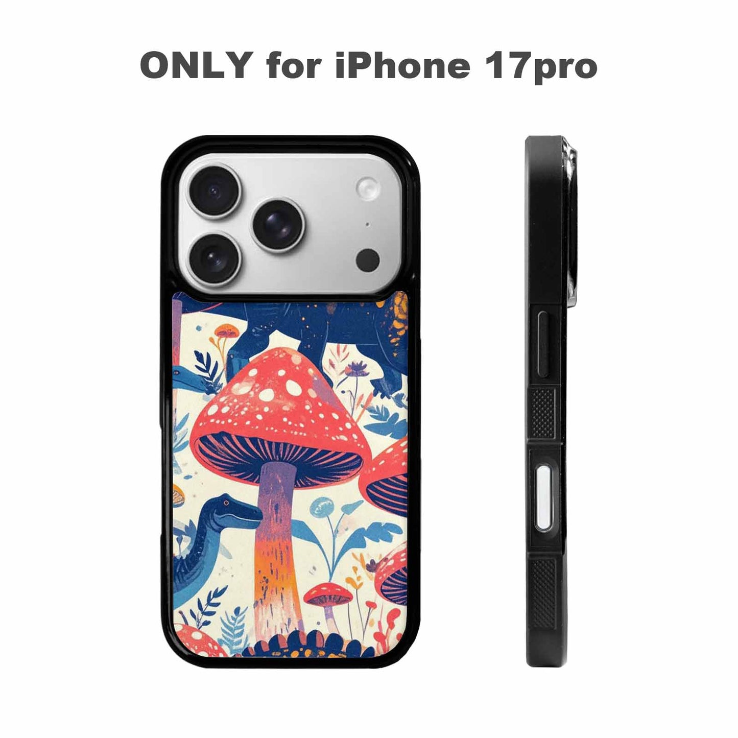iPhone 17 Pro Case — Vintage Dinosaurs Mushroom Retro Vintage, Custom Designed Case Cover