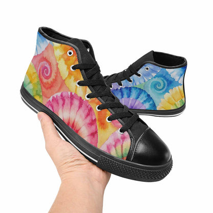 MEN'S Tie Dye Swirl High Top Canvas Vivid Custom Shoes