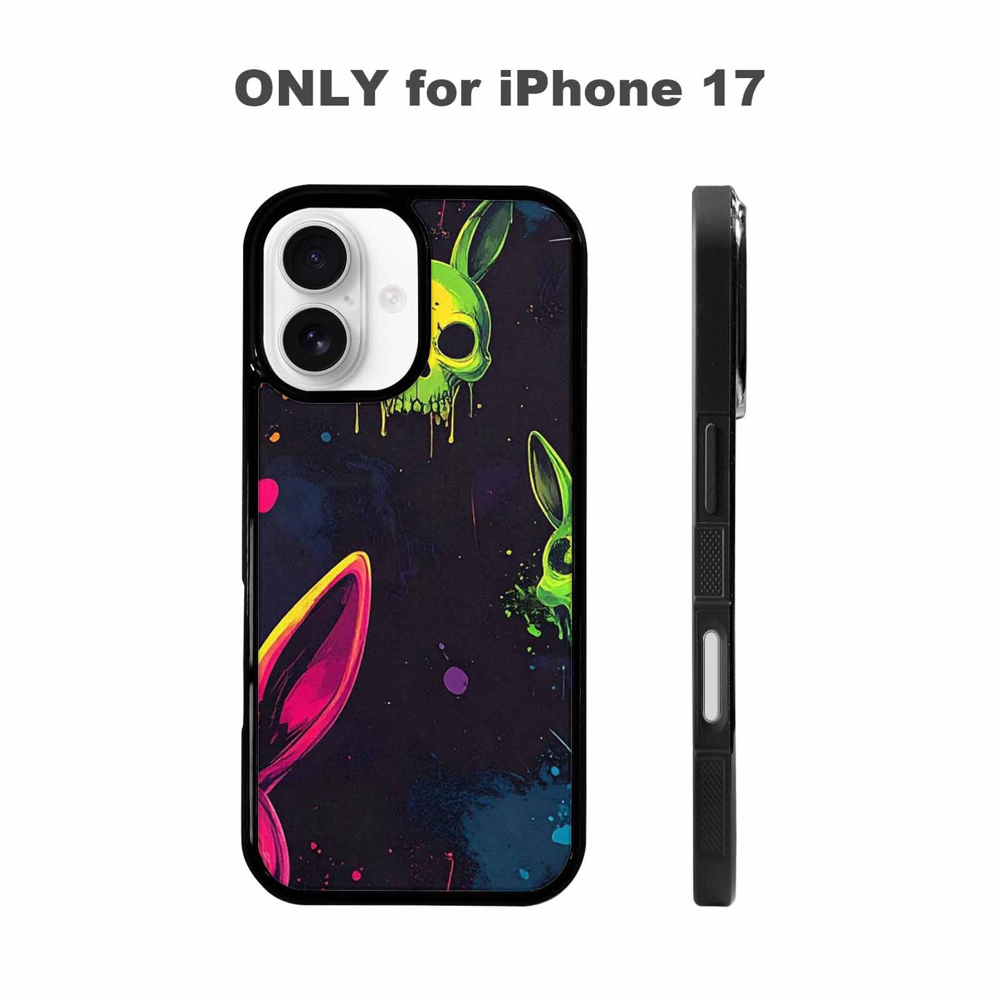 iPhone 17 Case — Radioactive Ghost Bunny Skull Gothic Skulls, Unique Phone Case Design