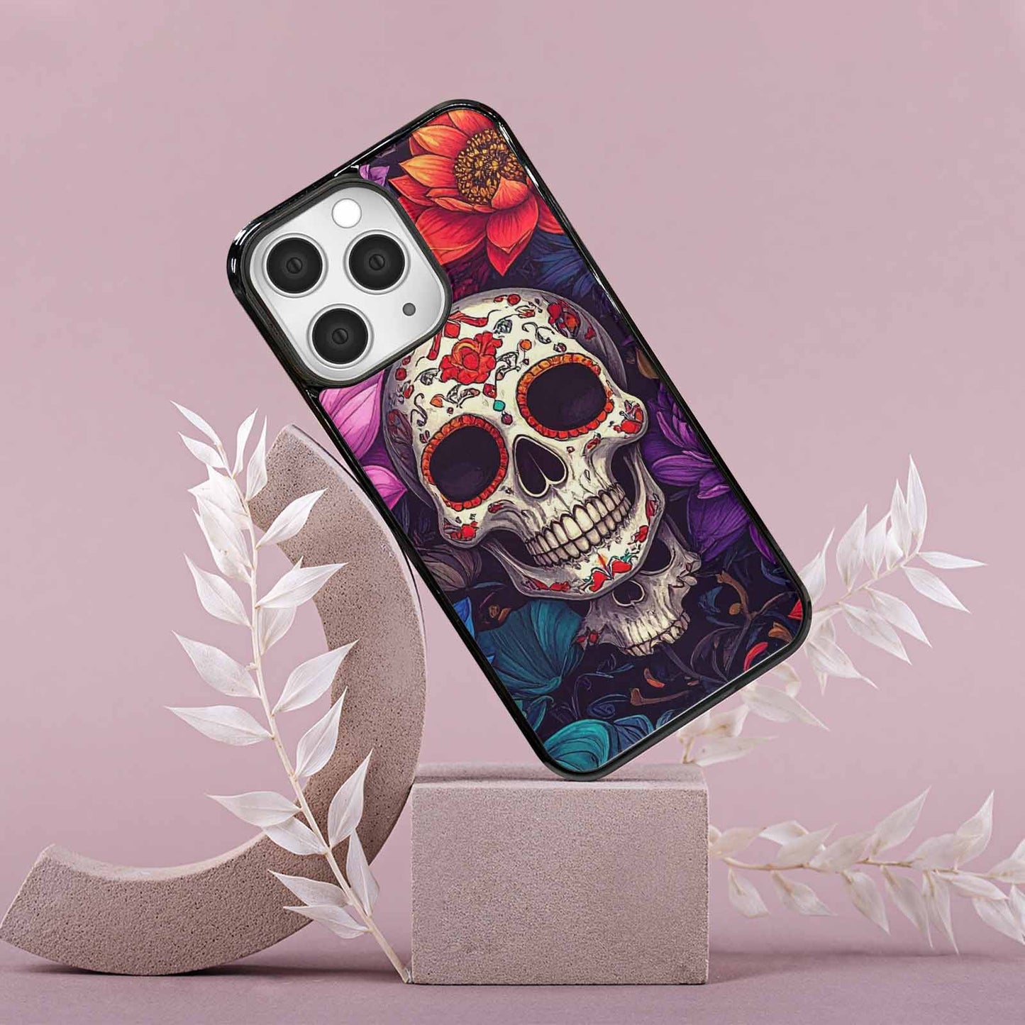 iPhone 15 Pro Max Case — Lotus Skulls, Custom Phone Case