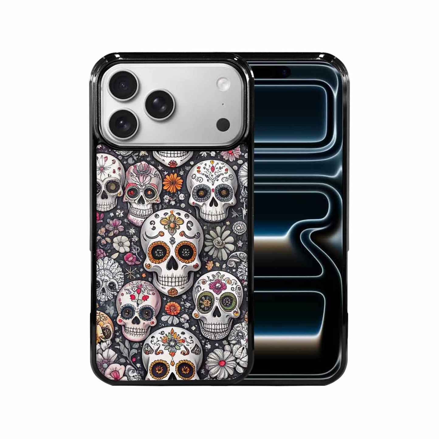 iPhone 17 Pro Max Case — Greyscale Black And White Gothic Skulls, Customized Protective Case