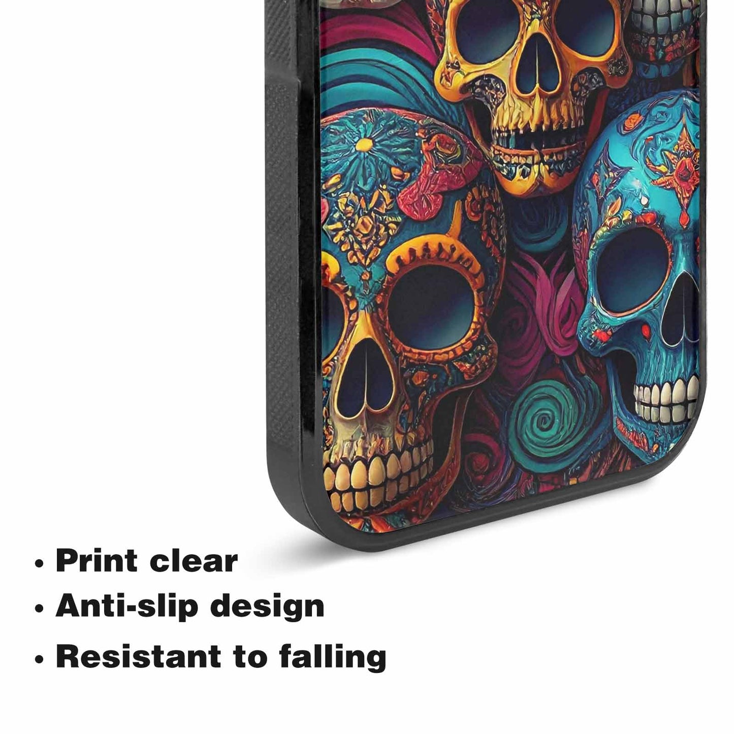 iPhone 15 Plus Case — Skull Waves, Custom Printed Phone Case