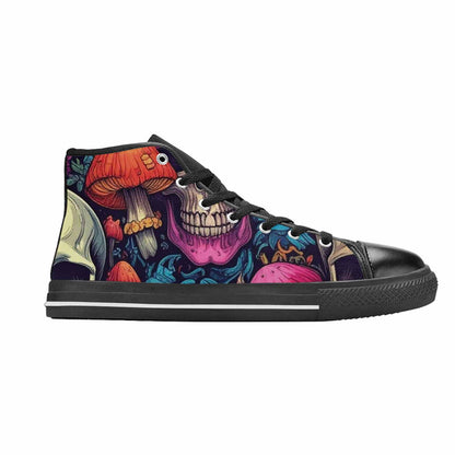 WOMEN'S Mushroom Skull High Top Canvas Cottagecore Sneakers