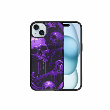iPhone 15 Plus Case — Monochrome Purple Skeletons Neon Drip Melting, Customized Protective Case