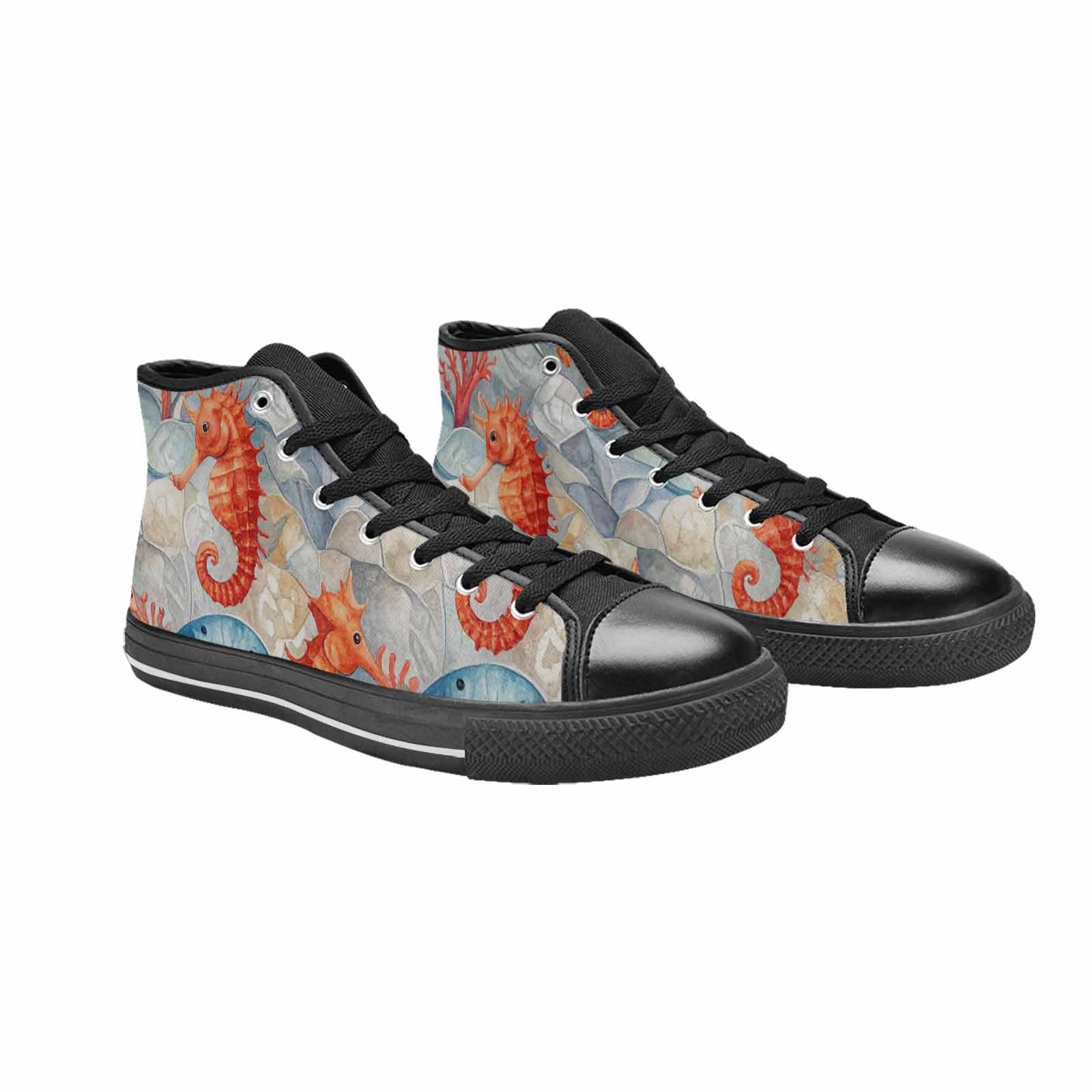 MEN'S Fish Scale Coral High Top Canvas Dark Academia Custom Shoes
