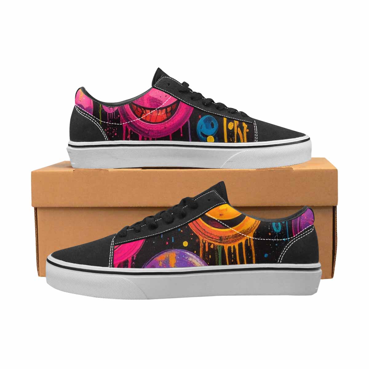 WOMEN'S Smiley Faces  Glow Lace-Up Canvas Dreamcore Shoes