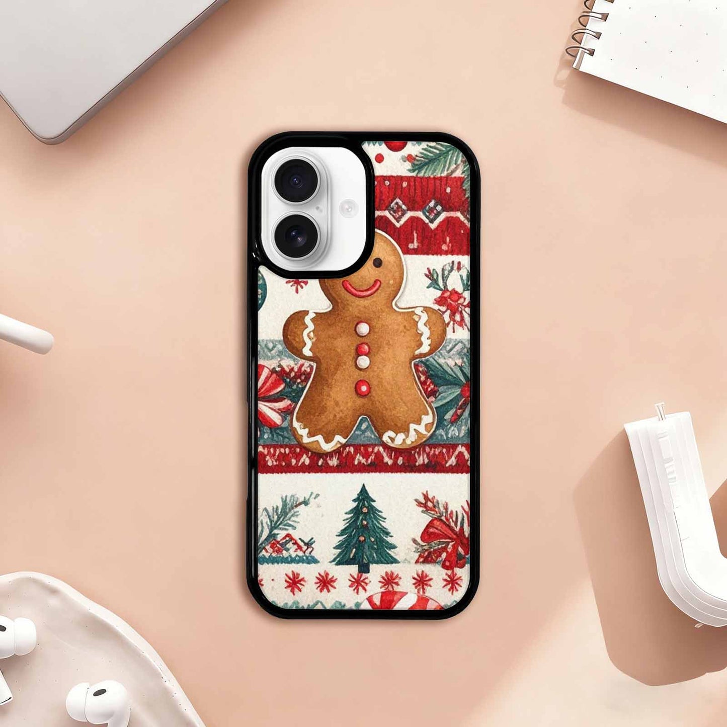iPhone 17 Case — Small Christmas Holly Snowflake Original Art, Custom Phone Case