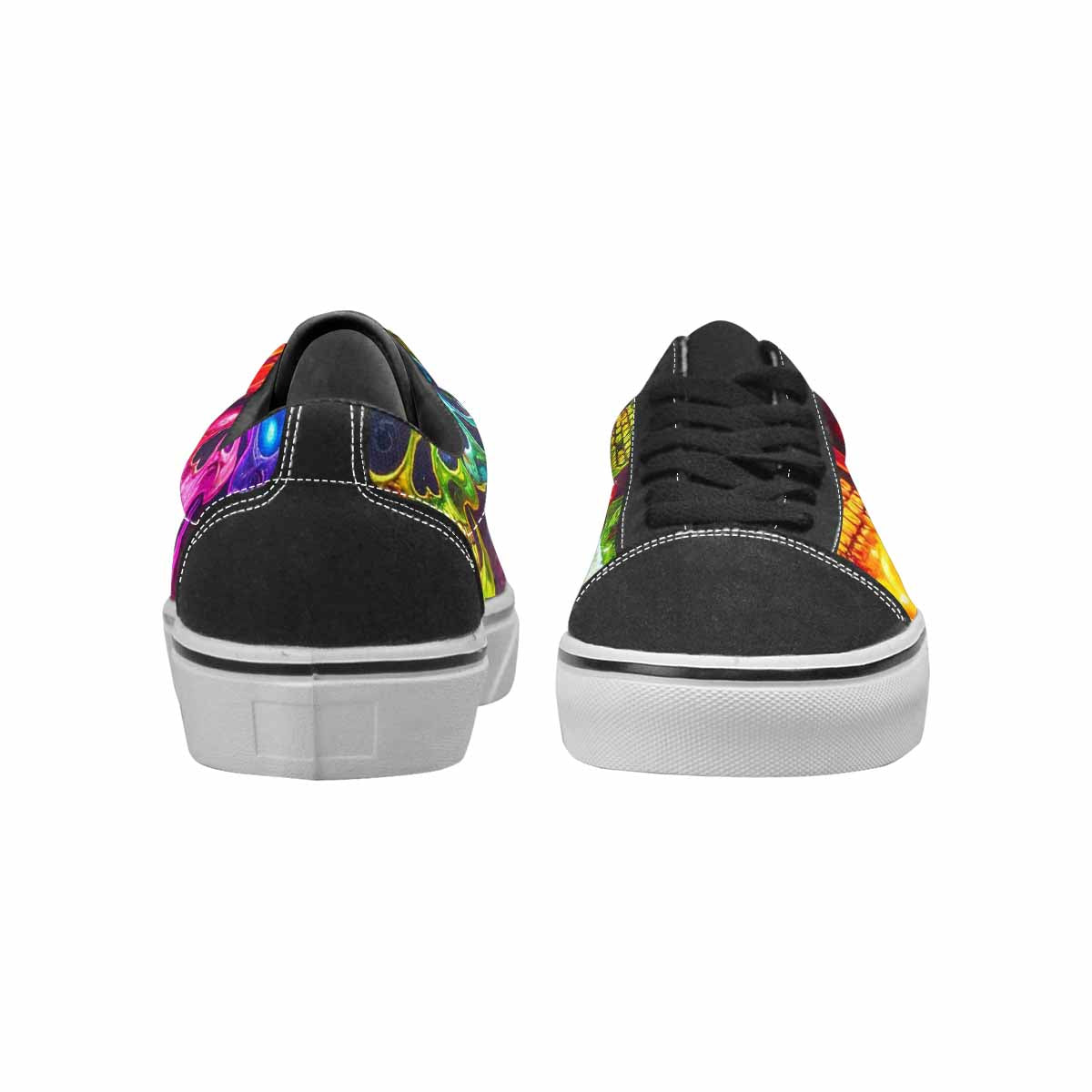 WOMEN'S Toxic Skeleton Hot Dog Lace-Up Canvas Wallpaper Art Sneakers