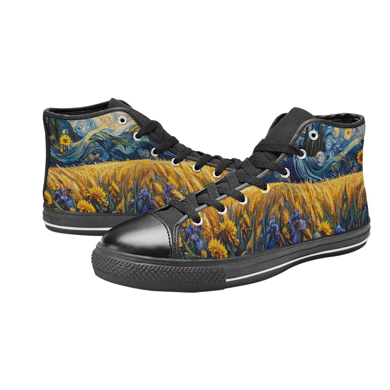 WOMEN'S Van Gogh-Style Swirl High Top Canvas Aesthetic Sneakers
