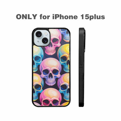 iPhone 15 Plus Case — Dripping Candy Skulls Custom, Unique Phone Case Design