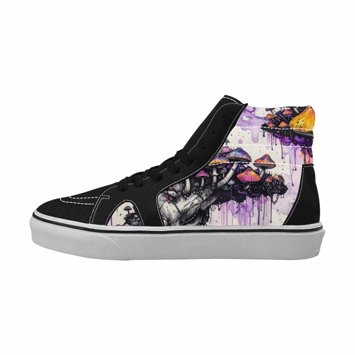 MEN'S Rainbow Drip Mushrooms High Top Canvas Vibrant Chaos Sneakers