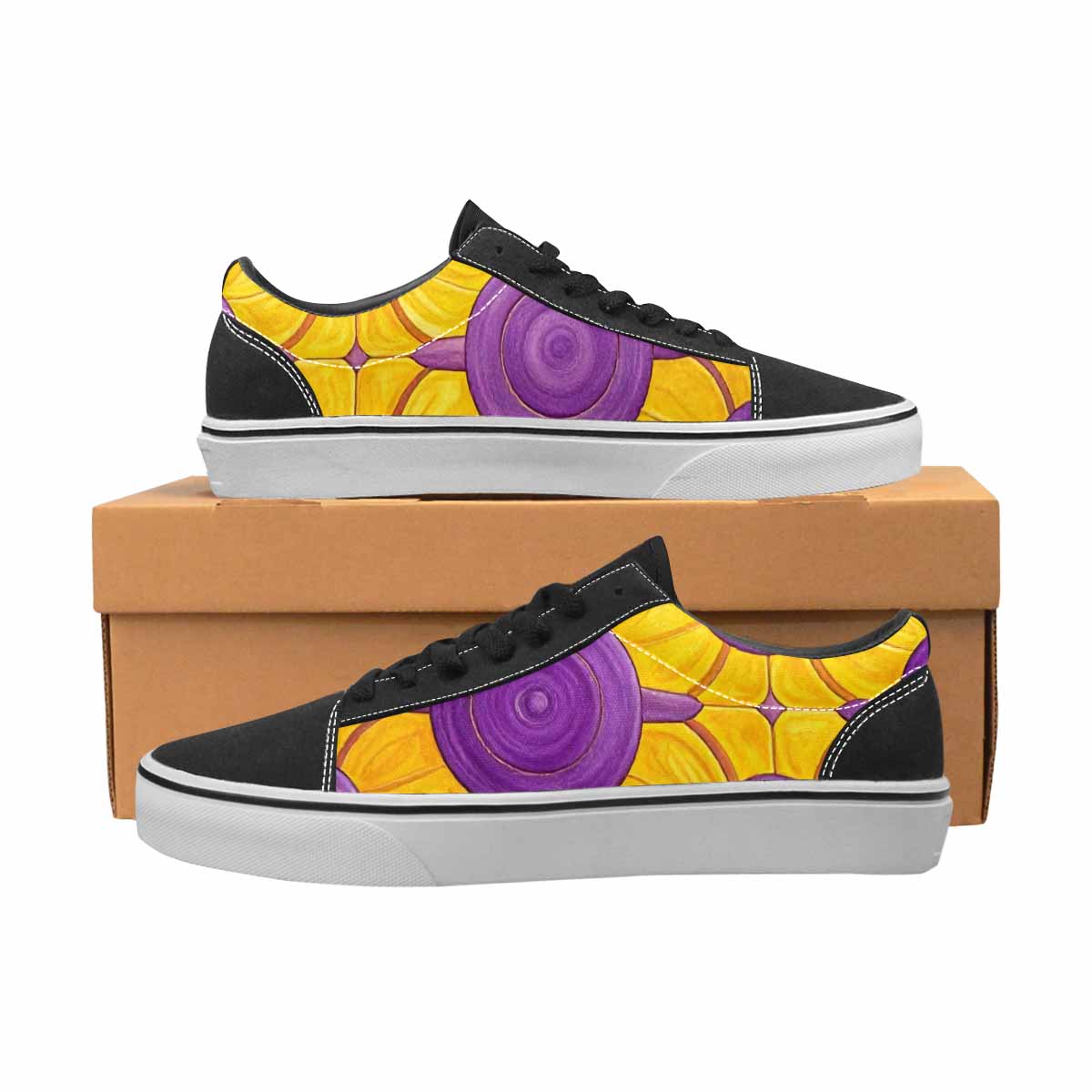 WOMEN'S Intersex Flag Color Canvas Lace-Up Vibrant Chaos Custom Shoes