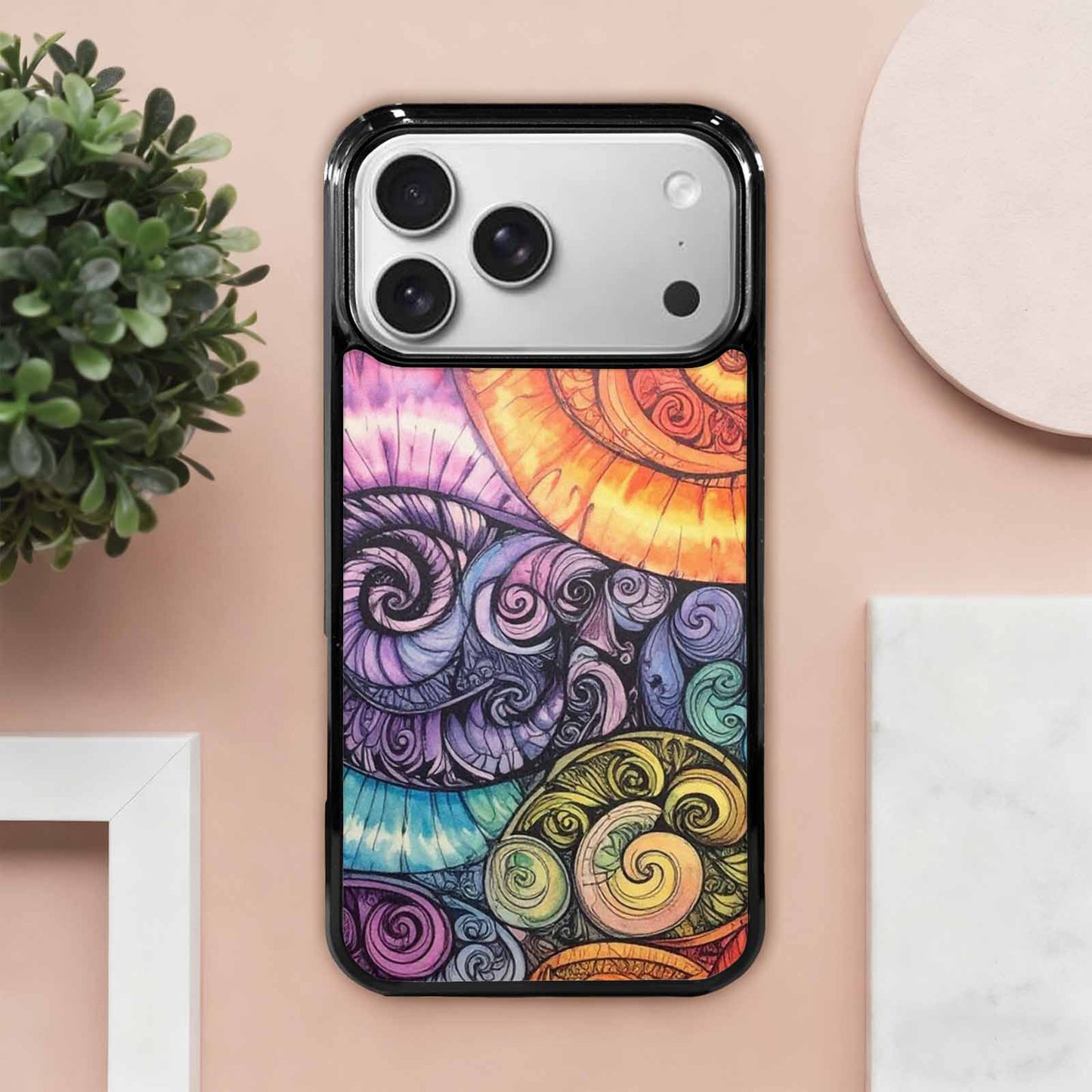 iPhone 17 Pro Max Case — Tie Dye Swirls (black Tie Dye, Custom Art Phone Cover