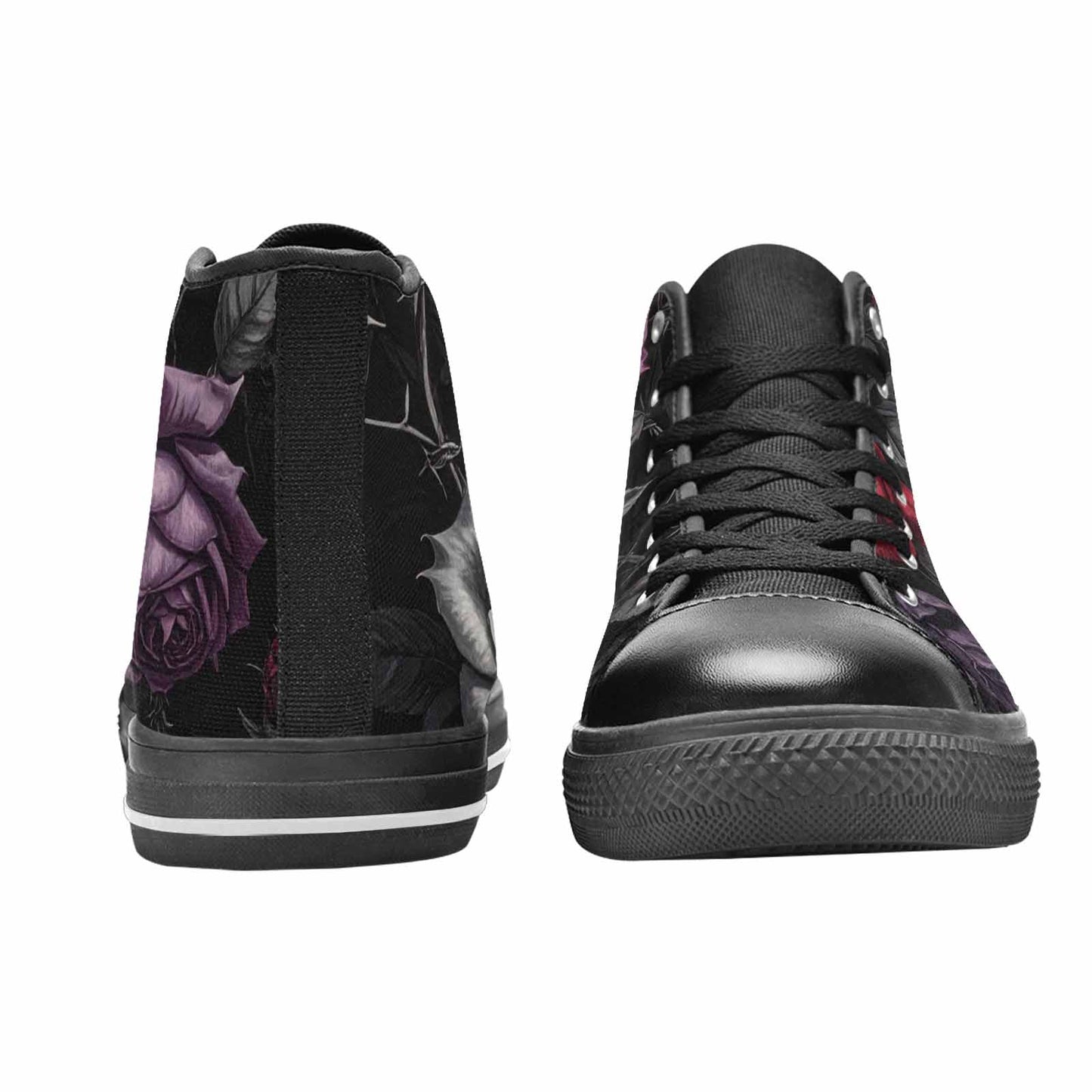 MEN'S Black Gothic Rose High Top Canvas Aesthetic Custom Shoes