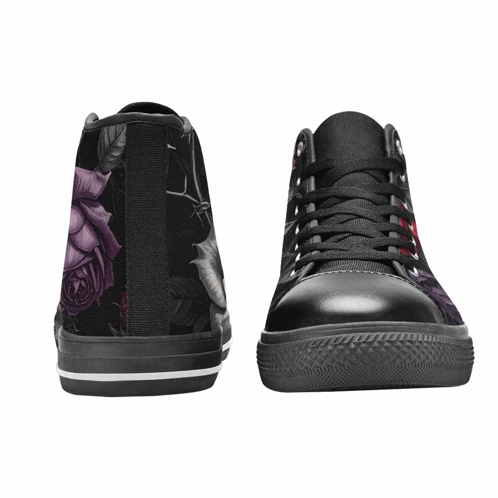 MEN'S Black Gothic Rose High Top Canvas Aesthetic Custom Shoes