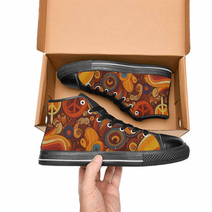 WOMEN'S Groovy 70S Peace High Top Canvas Vivid Custom Shoes