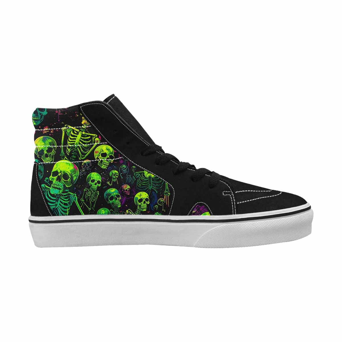 MEN'S Skeletons × Neon Green High Top Canvas Neon Fantasy Shoes