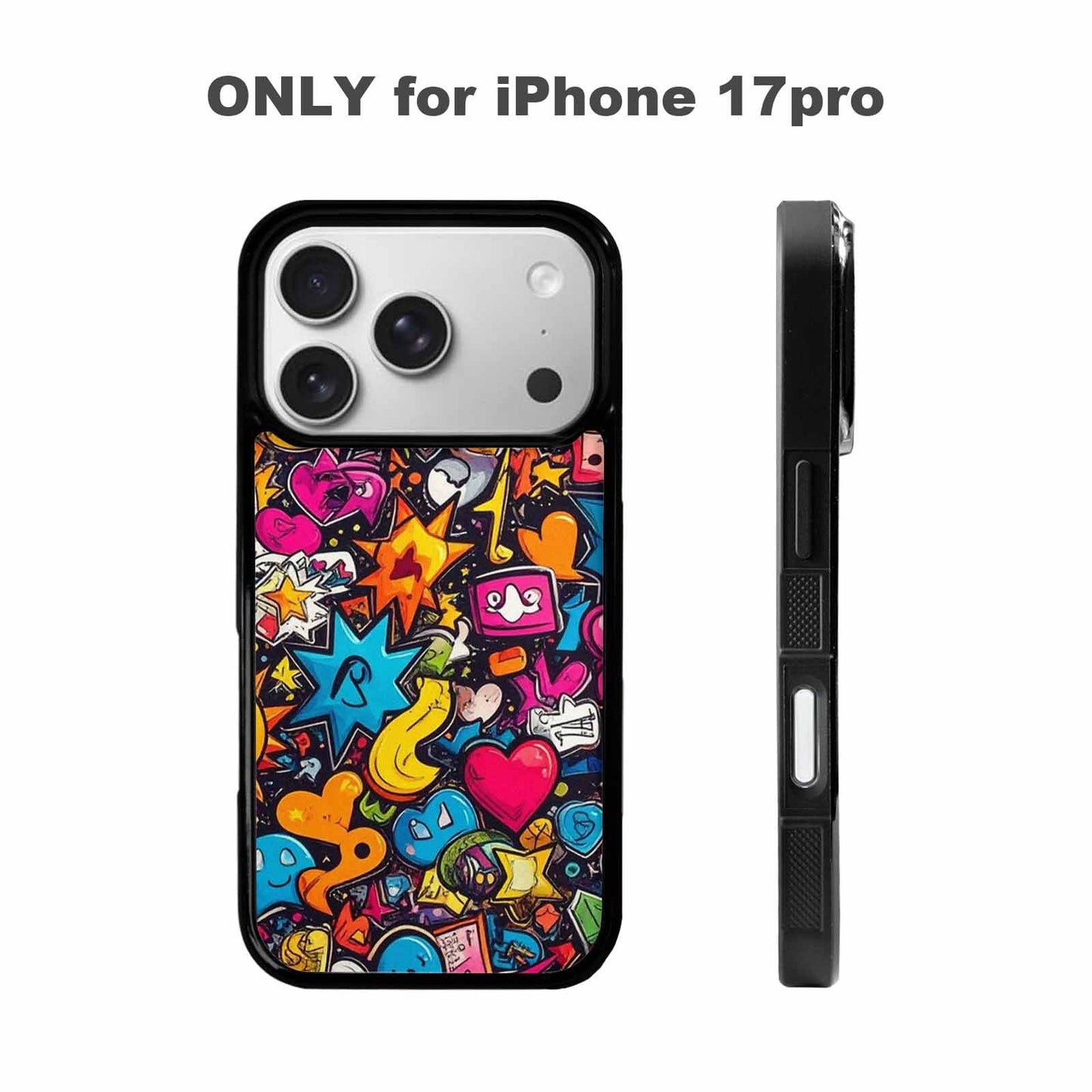 iPhone 17 Pro Case — Bold Sticker Collage Icon Pattern Original, Personalized Phone Case