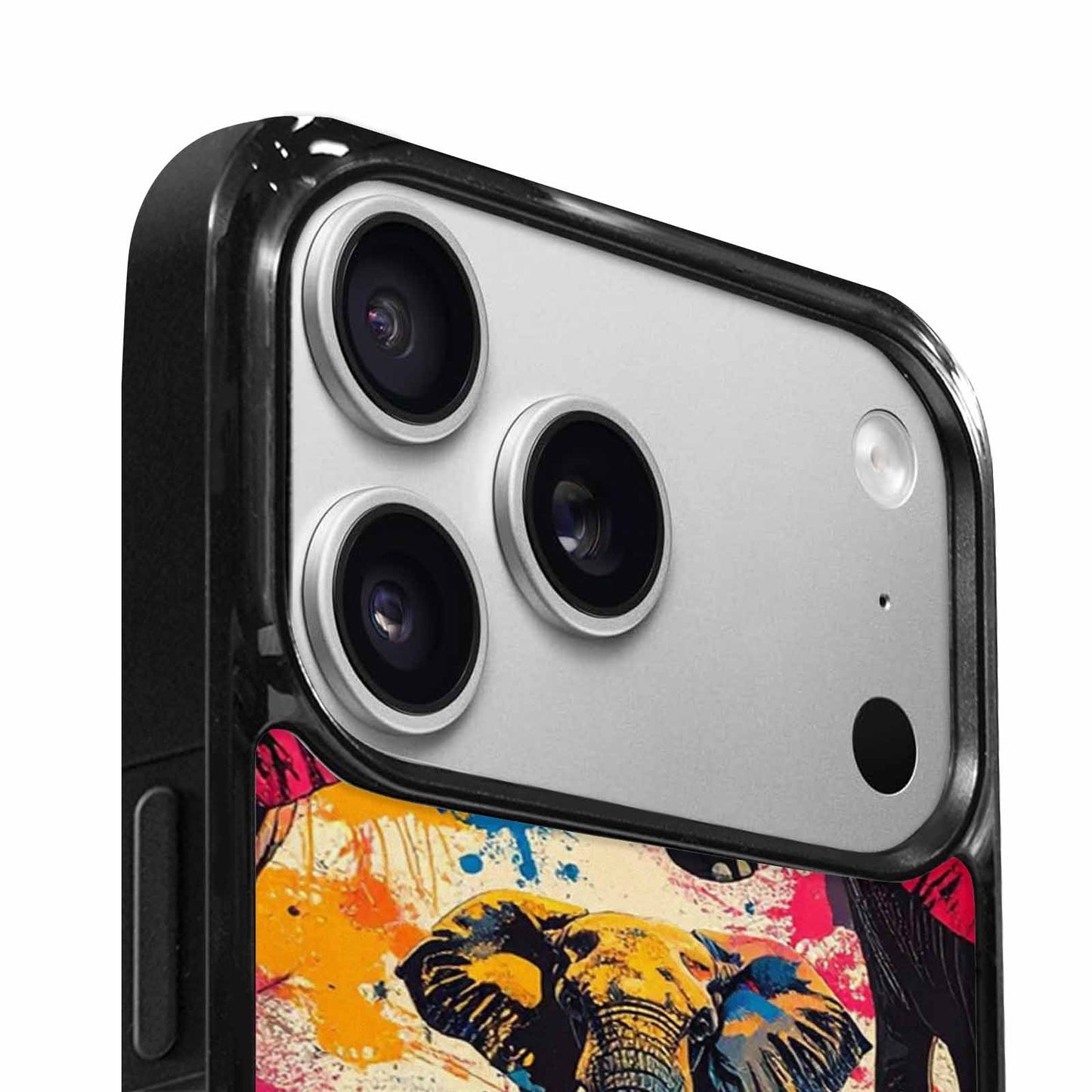 iPhone 17 Pro Case — Bold Splatter Elephant Silhouette Original Art, Unique Phone Case Design