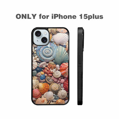 iPhone 15 Plus Case — Seashell Collage Seashell Collage Pattern Hundreds, Custom Art Phone Cover